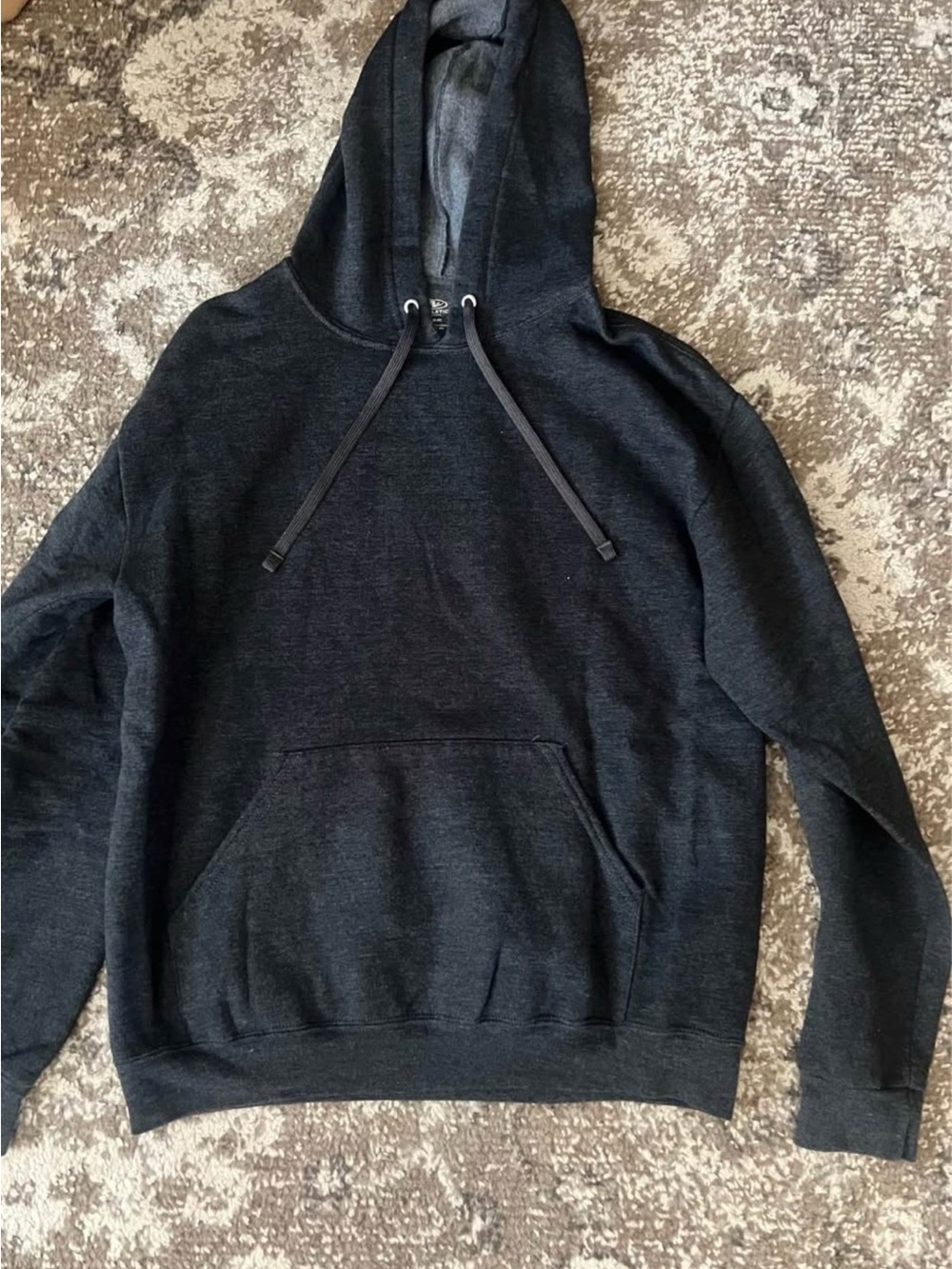 AthleticWorks Men's Dark Blue Hooded Pullover Sweatshirt